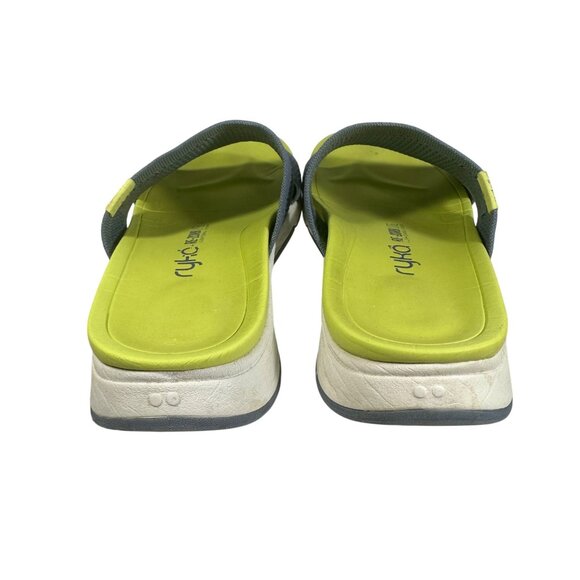 Ryka Womens Re-Zorb Lite Cushion Gray & Lime Slide Sandals Size 8M - Picture 4 of 8